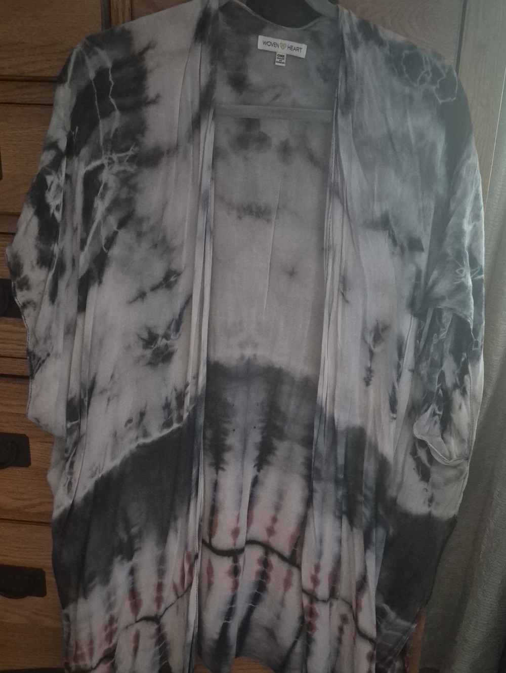 Woven Heart Black, Gray & White Tie-Dye Wrap Scarf